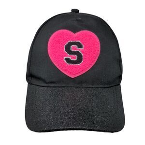 S Initial Strapback Hat Black One Size Adjustable Embroidered Glitter Justice